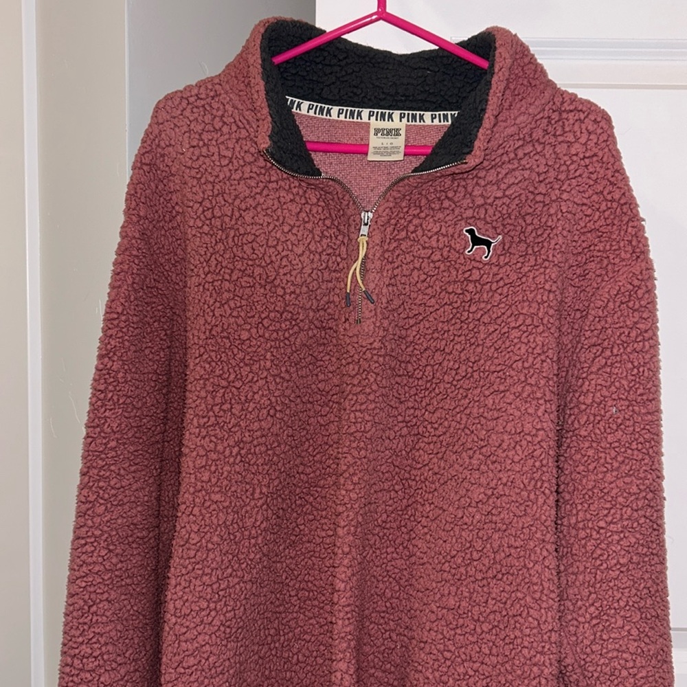 vs pink sherpa pullover